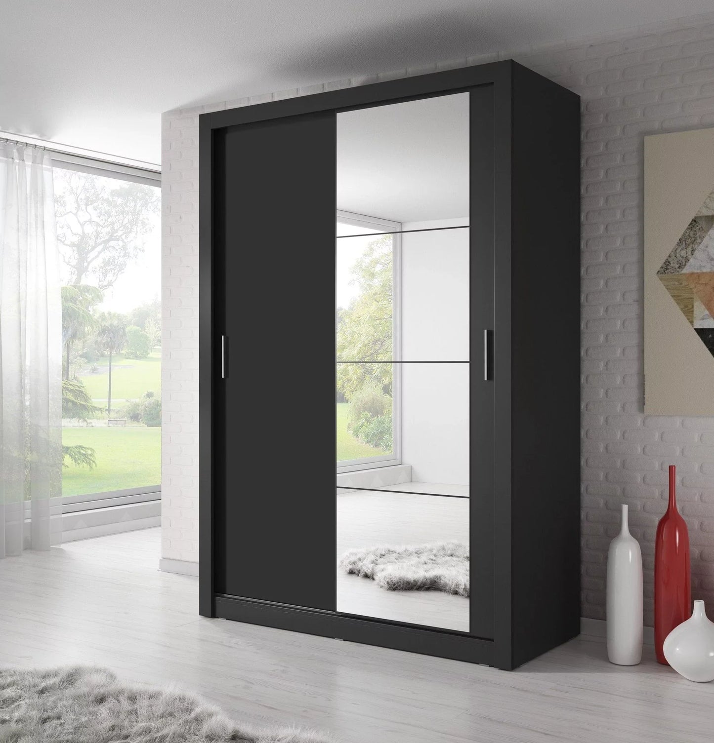 Artimas IV Sliding Door Wardrobe 150cm - Black Matt