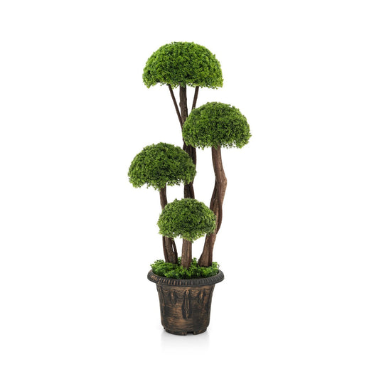 3 Feet Decorative Artificial Cedar Topiary Tree with Rattan Trunk