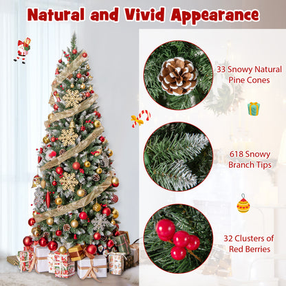 Artificial Christmas Tree with Branch Tips and Natural Pine Cones-180 cm