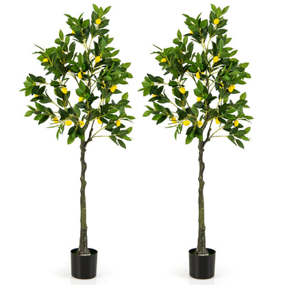 80/120/160cm Tall Fake Lemon Plant with Lemon Fruits and Cement Pot-1.6M