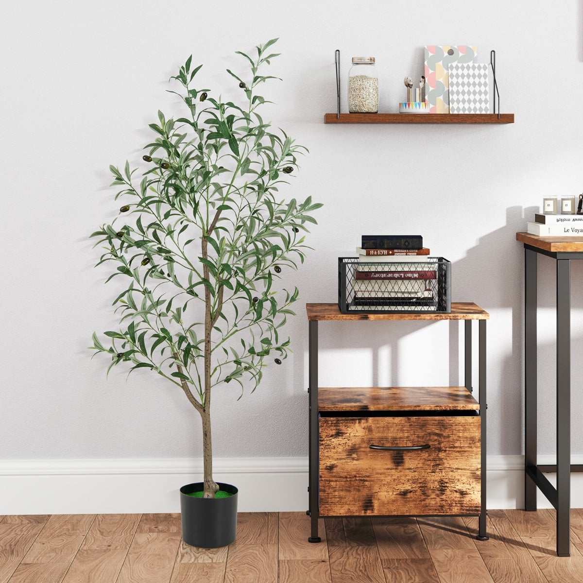 130cm Tall Artificial Olive Tree with Realistic Fruits-2 Pack