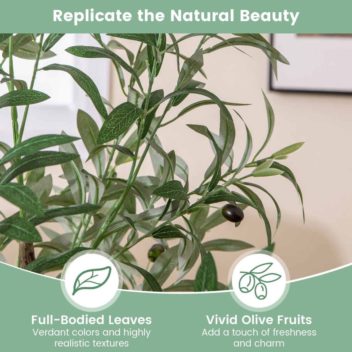 130cm Tall Artificial Olive Tree with Realistic Fruits-2 Pack