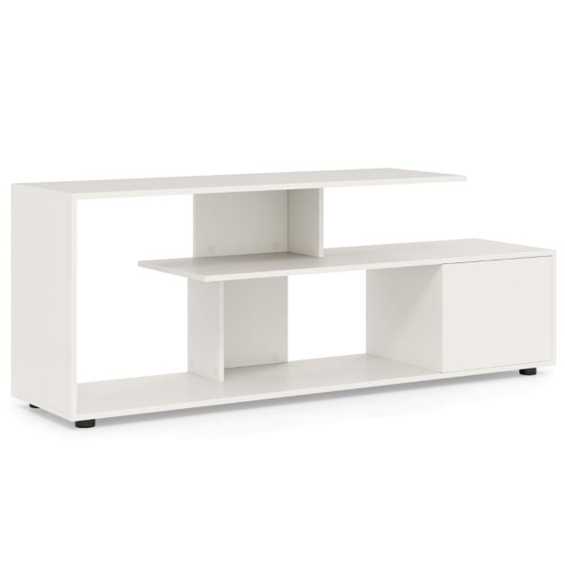 TV stand for TVs up to 55 inches with shelves & cabinet TV cabinet lowboard white