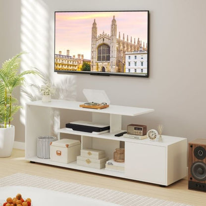 TV stand for TVs up to 55 inches with shelves & cabinet TV cabinet lowboard white