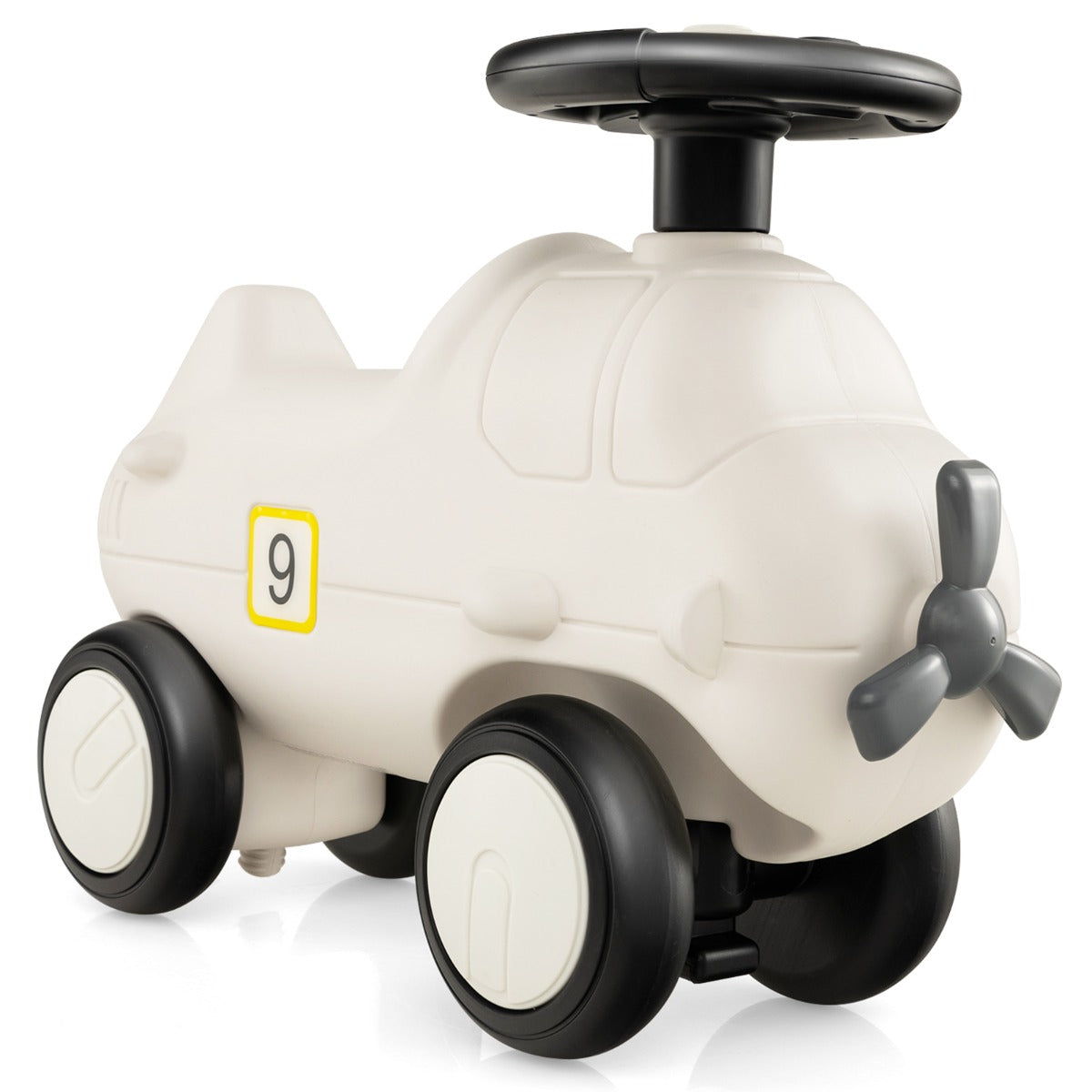 Kids Plane Ride On Toy Car with Cute Propeller and Flexible Steering Wheel