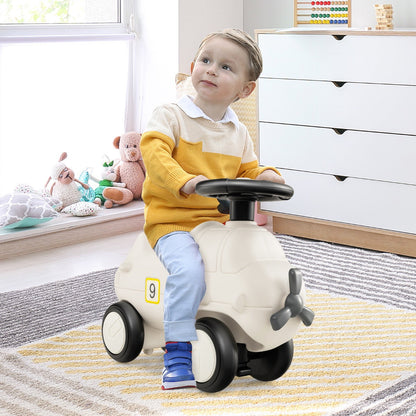 Kids Plane Ride On Toy Car with Cute Propeller and Flexible Steering Wheel