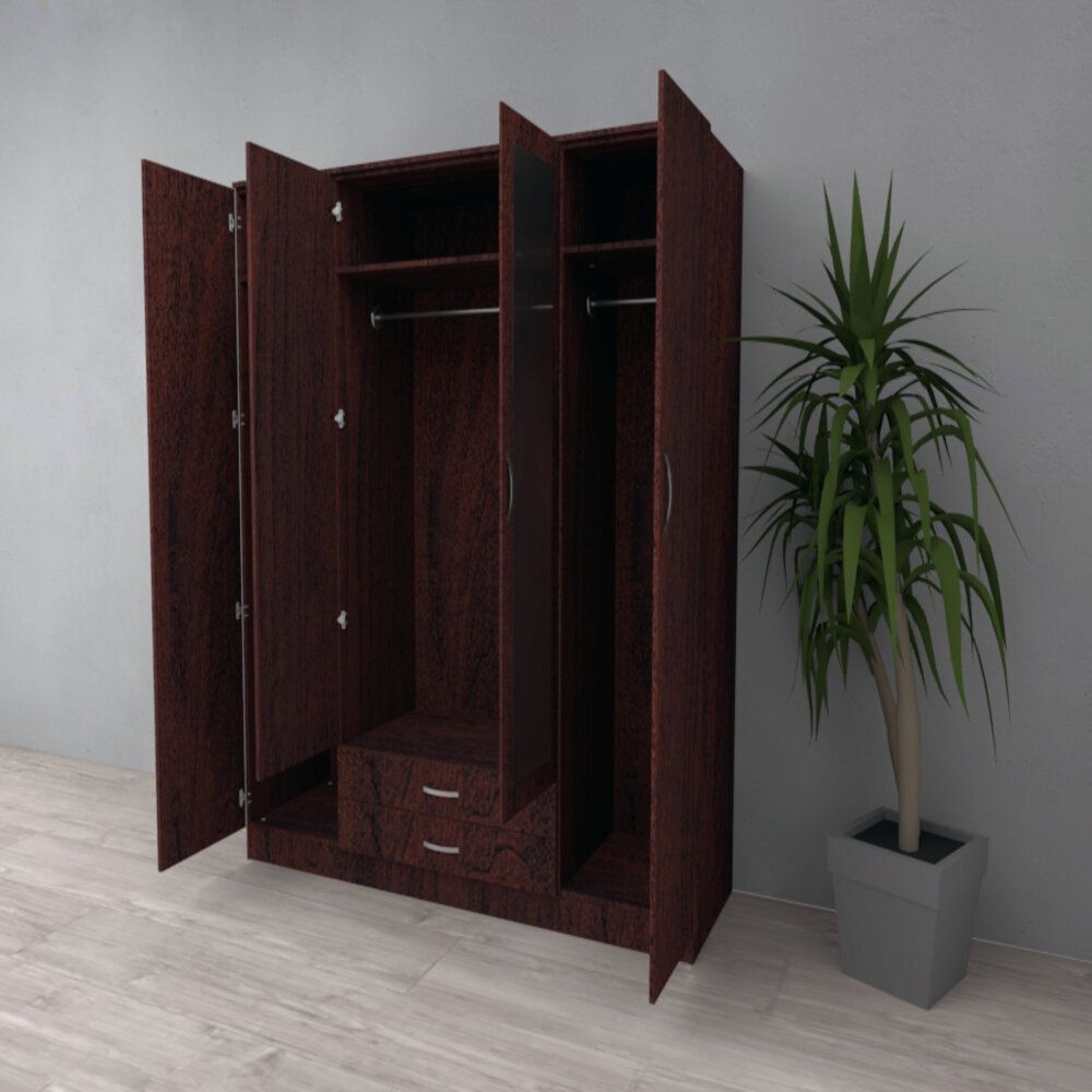 Wardrobe ROSE 4 Door Wardrobe Walnut 180cm