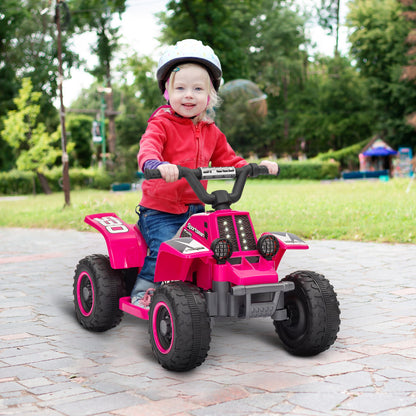 AIYAPLAY 6V Electric Quad Bike for Kids, Ride On ATV w/ Forward/Reverse, Headlights, for Ages 18-36 Months, Pink