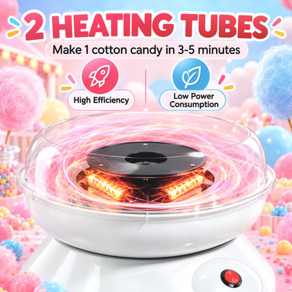 HOMCOM Candy Floss Maker, Quick Making Electric Cotton Floss Machine with 10 Bamboo Sticks, White