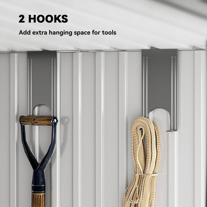 Outsunny 6.5 x 4FT Galvanised Metal Shed with Foundation Kit, Lockable Tool Garden Shed with Double Sliding Doors, Vents, Light Grey Wood Effect