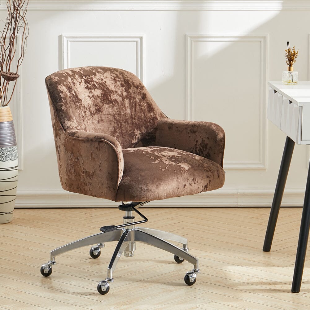 Velvet Upholstered Wheeled Swivel Office Chair