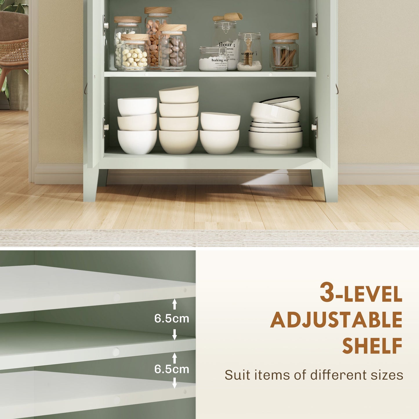 HOMCOM Farmhouse Style Sideboard - Light Green