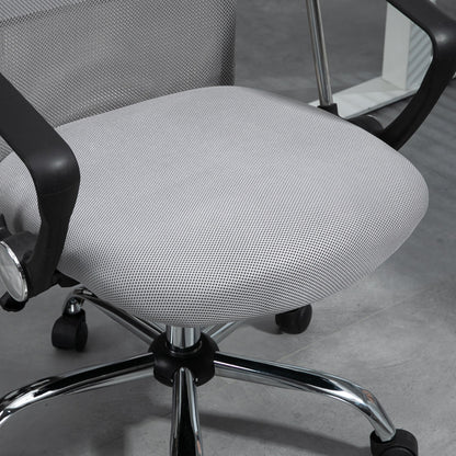 Vinsetto Ergonomic Office Chair Mesh Chair with Adjustable Height Tilt Function Light Grey