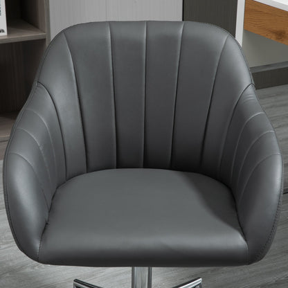 Vinsetto PU Leather Mid-Back Tub Office Chair Ergonomic Work Task Seat Study Grey