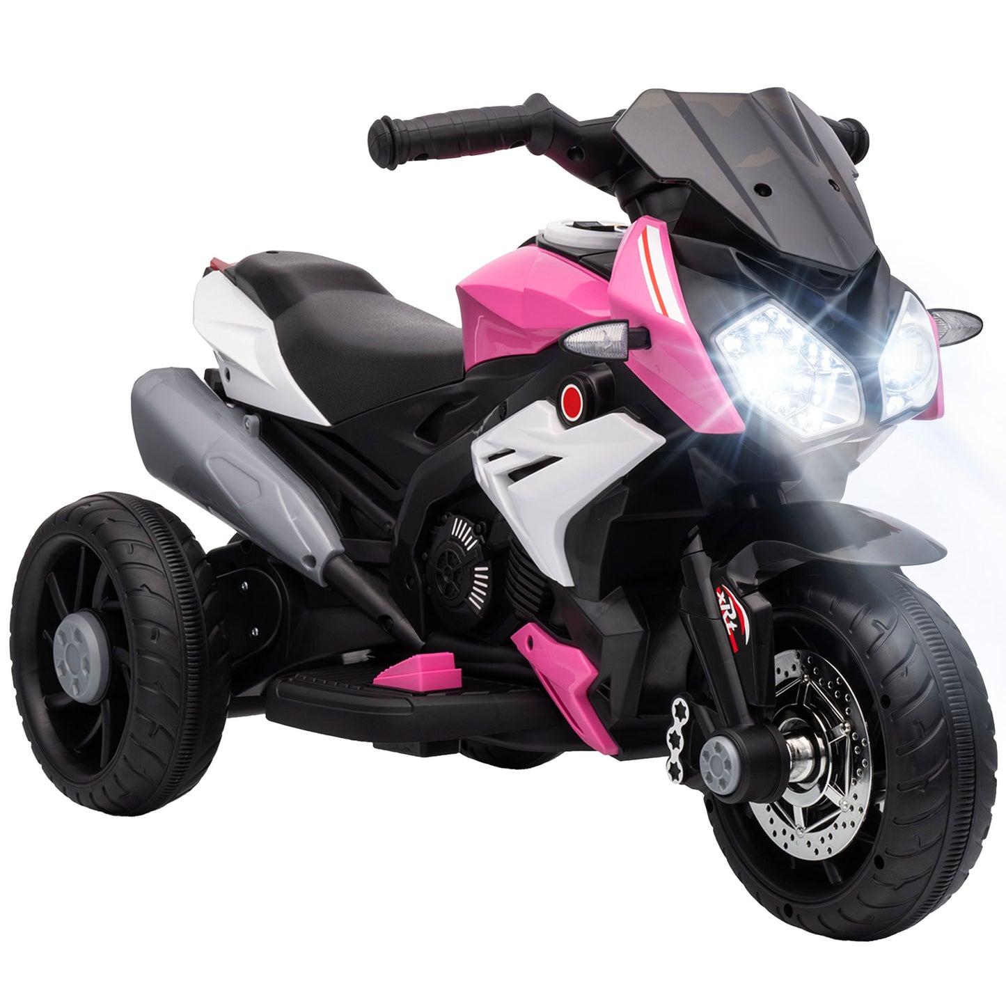 HOMCOM Kids Electric Motorcycle, 6V Ride on Motorcycle with 3 Wheels, LED Headlight, Music, Horn for Boys Girls 3-5 Y, Pink