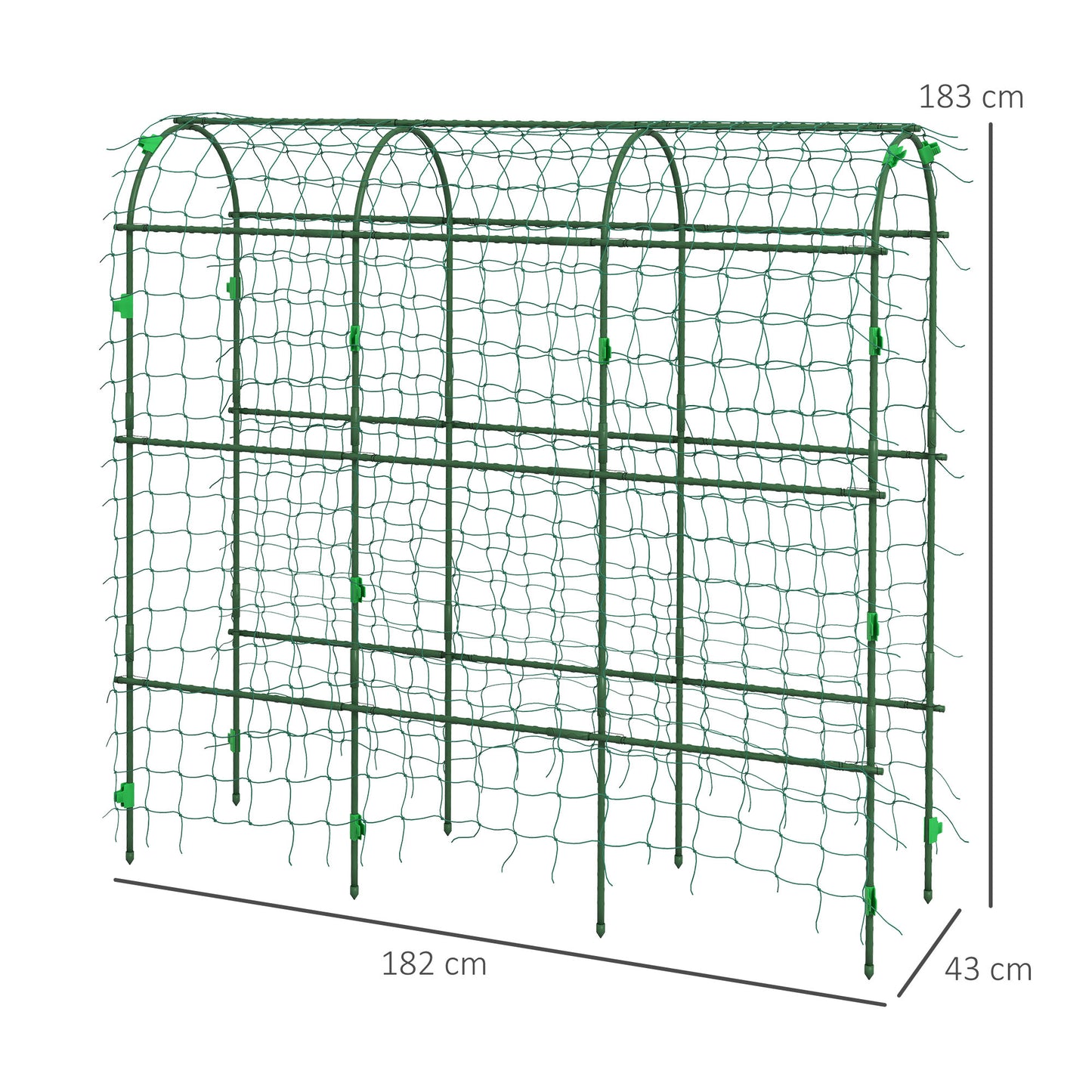 Outsunny 183 cm Tall Metal Garden Trellis, Arch Trellis for Climbing Plants Outdoor with Climbing Net