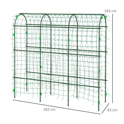 Outsunny 183 cm Tall Metal Garden Trellis, Arch Trellis for Climbing Plants Outdoor with Climbing Net