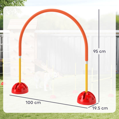 PawHut 4-Piece Dog Agility Training Equipment with 4 Adjustable Width Doors, Bag, for Garden, Orange