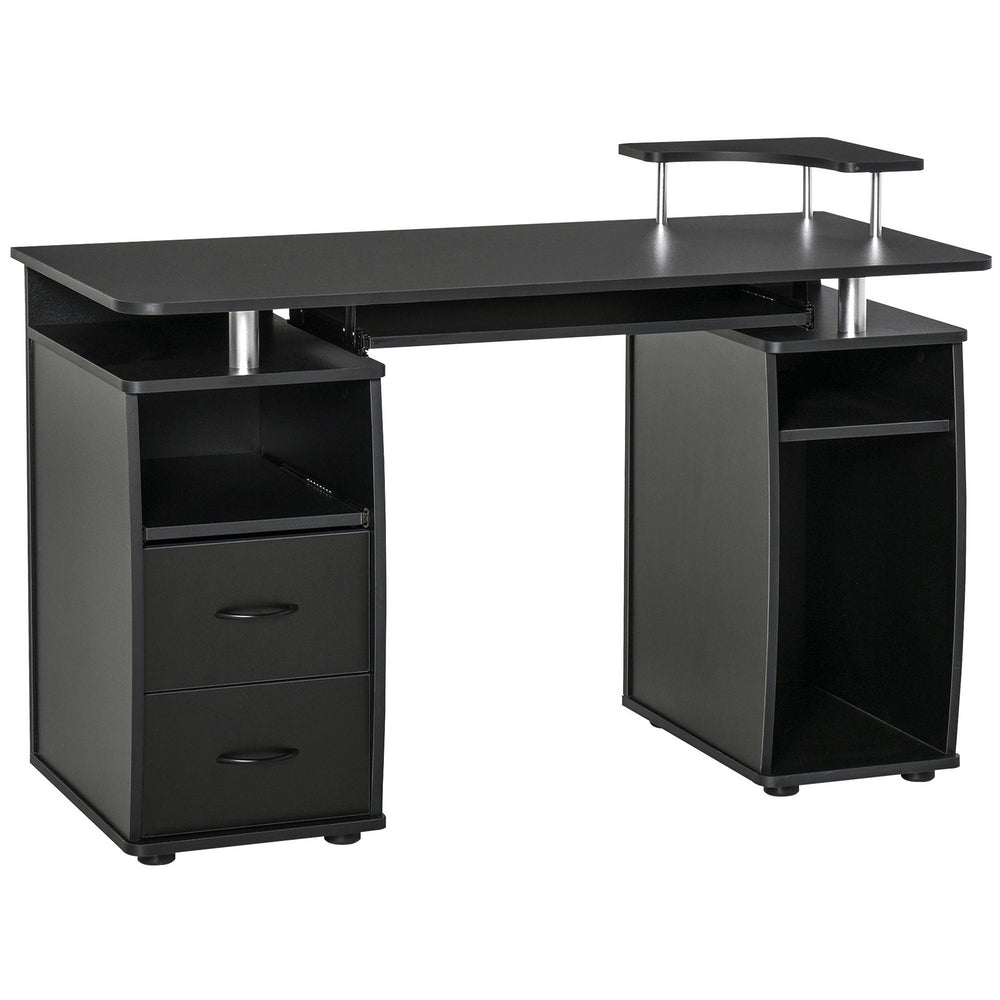 HOMCOM Study Desk Writing Table for Home Office, Student Workstation with Drawers, Sliding Shelf and Storage, Black
