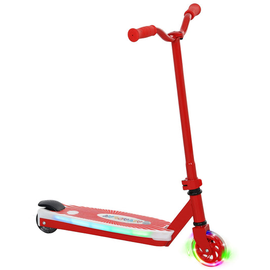 AIYAPLAY Electric Scooter for Kids Aged 4-7 Years, with Flashing LED Lights, Rear Auxiliary Wheels, Red