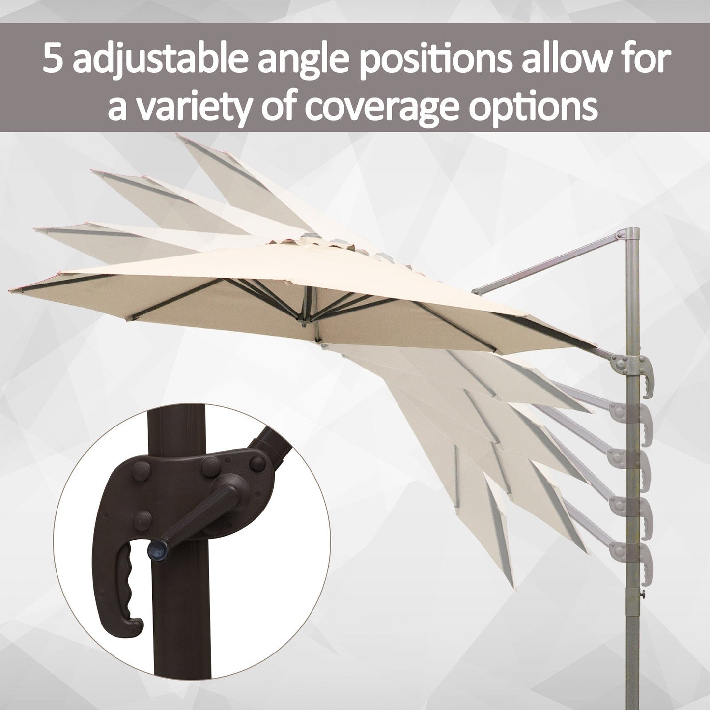 Outsunny 3M Banana Parasol Hanging Cantilever Umbrella W/ Cross Base Hand Crank Aluminium Frame 360CinfinityRotation Hand Crank-Beige