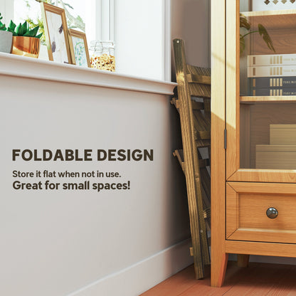 Outsunny Wooden Folding Flower Pot Stand 3 Tier Garden Planter Display Ladder Gardener Storage Shelves Rack Herb Holder (80L x 37W x 93H cm)