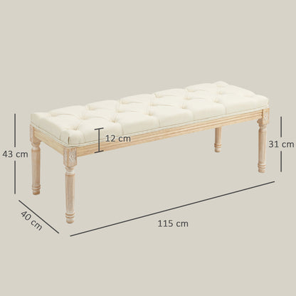 HOMCOM Vintage Wooden Bed End Bench - Cream White