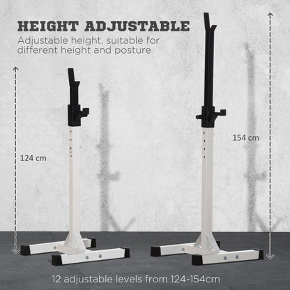 HOMCOM Heavy Duty Weight Bar Barbell Squat Stand Barbell Rack Spotter, for Home, Gym - Black