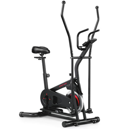 SPORTNOW 2 in 1 Elliptical Cross Trainer for Home with Adjustable Resistance & Seat, Bluetooth App, LCD Monitor, Wheels