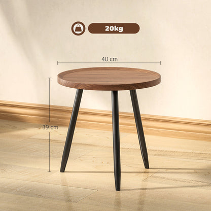 HOMCOM Modern Round Coffee Table with Steel Frame for Small Space, Sofa Beside, Living Room, Bedroom, Chestnut Wood Effect