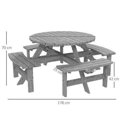 Outsunny 8-Seater Wooden Picnic Set-Fir Wood