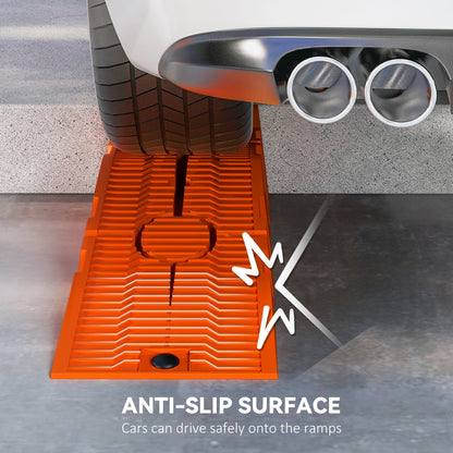 DURHAND 2 Pieces Car Ramps Heavy Duty 2.5 Ton Motorhome Levelling Ramps, Plastic Garage Workshop Car Lift, Portable Automotive Vehicle Campervan Car Ramp, Orange