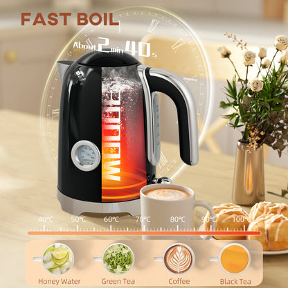 HOMCOM Retro Toaster and Kettle Set - Black