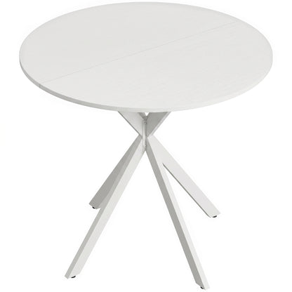 HOMCOM 80cm Industrial Round Dining Table - White