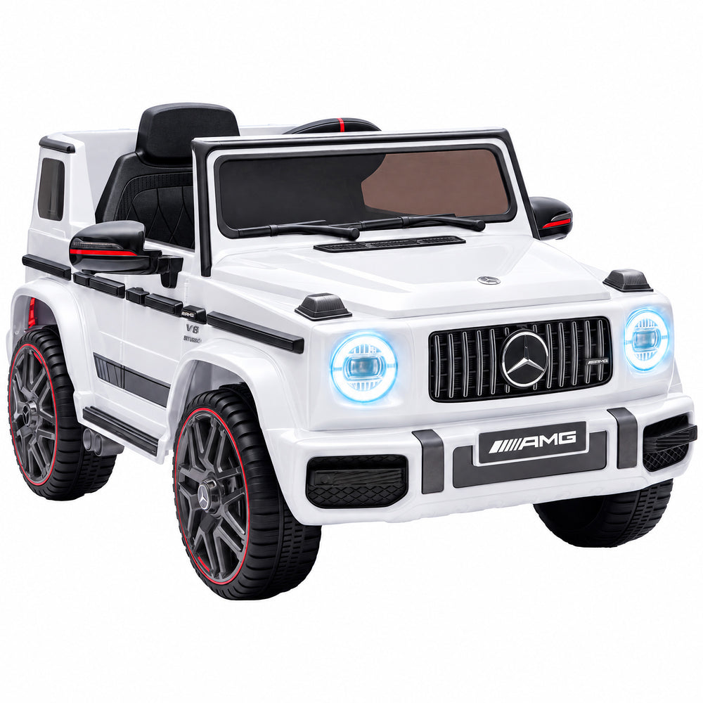AIYAPLAY Licensed Mercedes-AMG G63 12V Kids Ride on Car with Remote Dual Motors Rear Suspension Slow Start for 3-6 Years, White