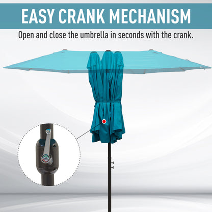 Outsunny 4.6m Double Garden Parasol - Sky Blue