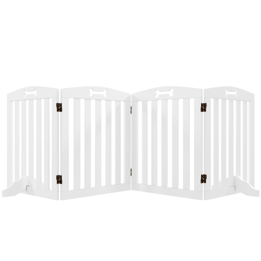 PawHut Dog safety gate folding dog gate support feet non-slip foot spikes 207.5 x 30 x 61 cm White