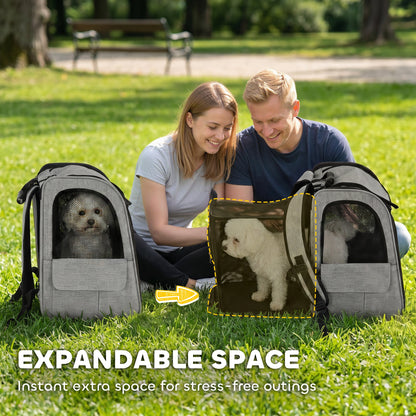 PawHut Dog Carrier Backpack Expandable, Breathable Pet Carrier Bag for Small Puppy Cat with Reflective Strip for Travel Hiking