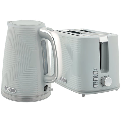 HOMCOM Modern Kettle and Toaster Set - Grey