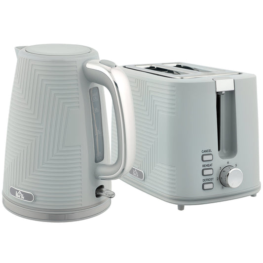 HOMCOM Modern Kettle and Toaster Set - Grey