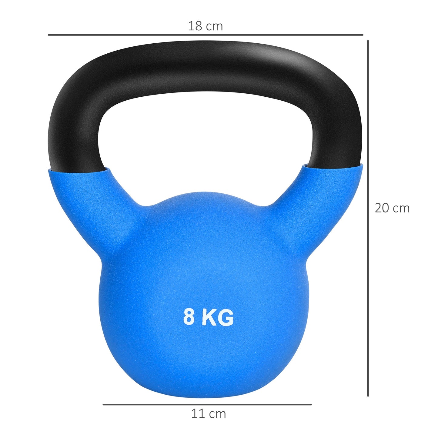 HOMCOM Soft Kettlebell, 8kg Kettle Bell with Non-Slip Handle for Home Gym Weight Lifting and Strength Training, Blue