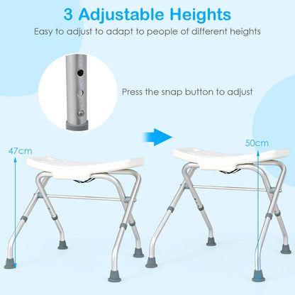 Folding Portable Shower Seat with Adjustable Height for Bathroom