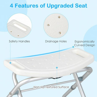 3-Level Height Adjustable Shower Seat with Handles