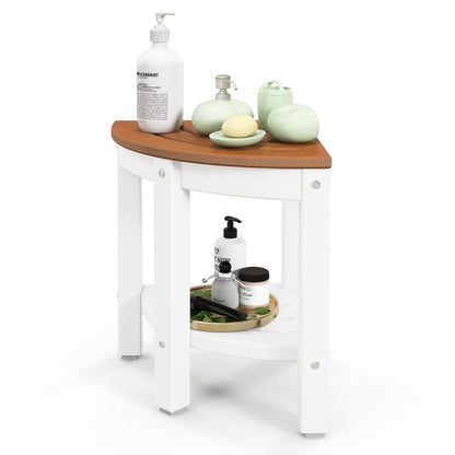 Corner Shower Bench Stool with Storage Shelf for Shaving Legs