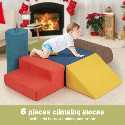 6-Piece Baby Climbing Blocks Kids Indoor Soft Play Structure-Multicolour
