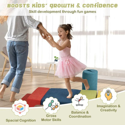 6-Piece Baby Climbing Blocks Kids Indoor Soft Play Structure-Multicolour