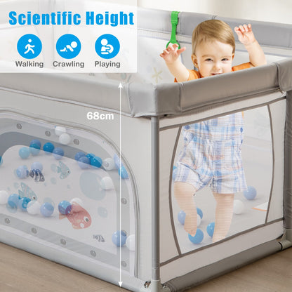 206 x 147 cm Baby Playpen with 50 Ocean Balls for Babies and Toddlers-Animals