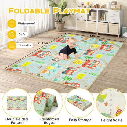 Baby Playpen with Mat and 4 Pull Rings -Dark Grey