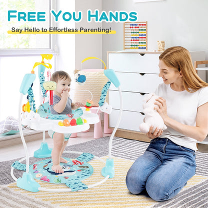 Baby Stationary Activity Center with 360° Rotary Seat and 3 Adjustable Heights for 6 Months+-Colourful