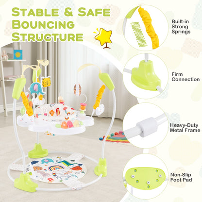 Baby Stationary Activity Center with 360° Rotary Seat and 3 Adjustable Heights for 6 Months+-Yellow